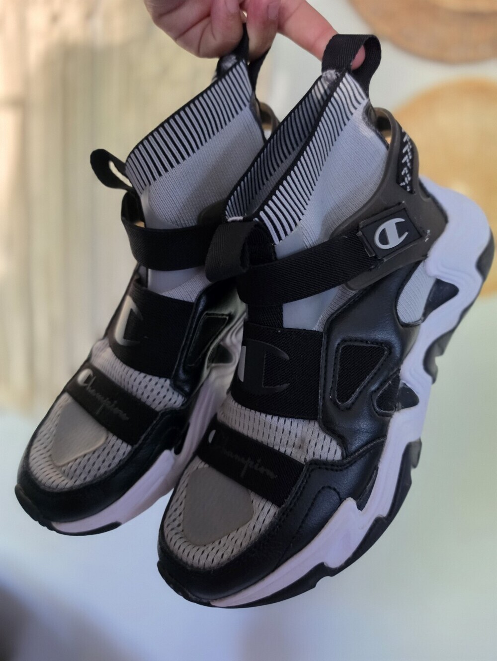 Champion Kids Black & White High-Top Sneakers